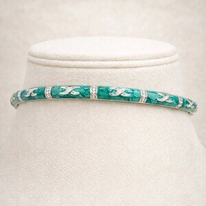 🎀 Lauren G Adams Turquoise Pearlized Enamel Bangle Bracelet – Silvertone 🎀